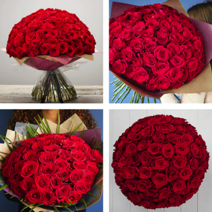 ‘The Flower Shop Helensburgh - 100 Red Rose Hand-Tied Bouquet’