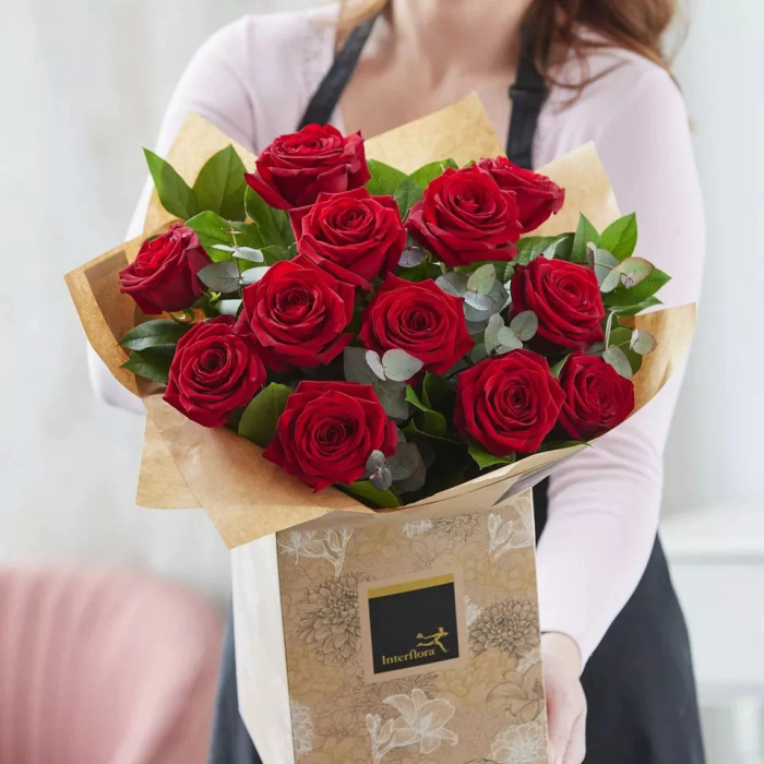 ‘The Flower Shop Helensburgh - Happy Anniversary 12 Red Rose Hand-Tied’