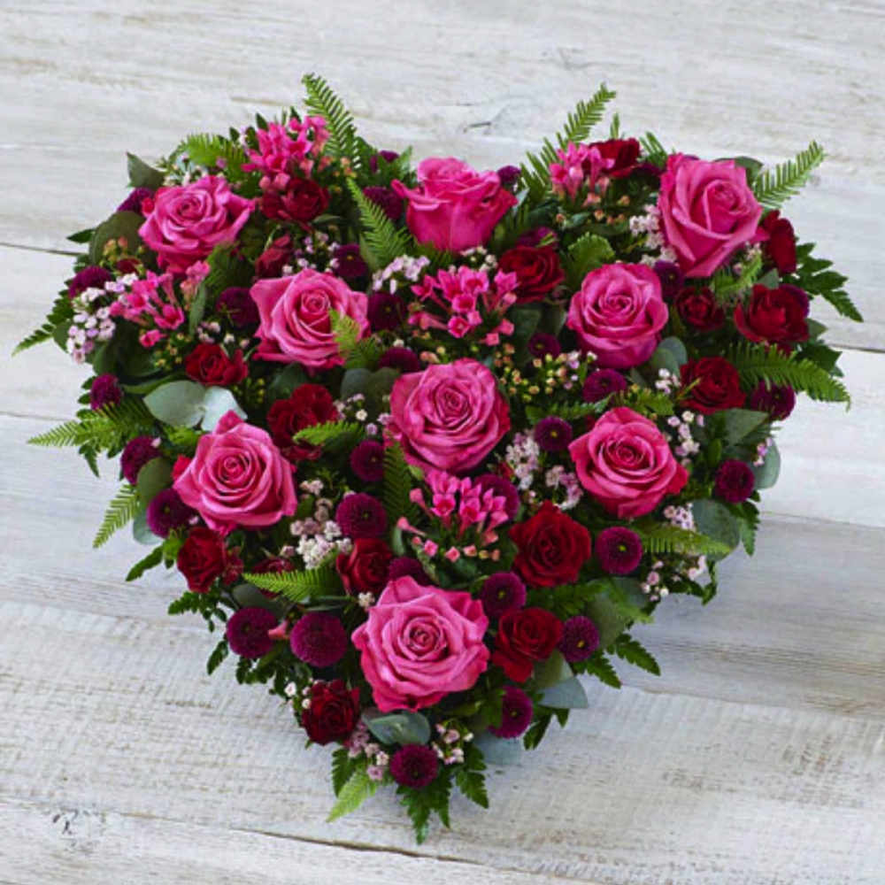 ‘The Flower Shop Helensburgh - Cerise Rose Heart’