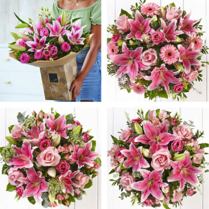 ‘The Flower Shop Helensburgh - Large Pretty Pink Rose And Lily Bouquet’