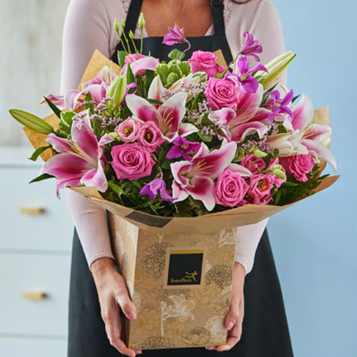 ‘The Flower Shop Helensburgh - Large Pretty Pink Rose And Lily Bouquet’