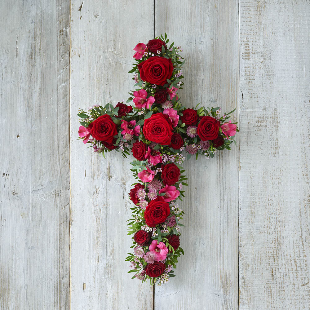 ‘The Flower Shop Helensburgh - Red And Pink Cross’