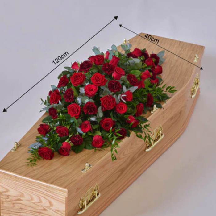 ‘The Flower Shop Helensburgh - Rose And Carnation Casket Spray - Red’