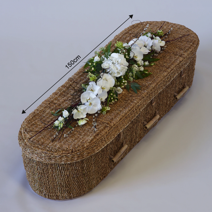 ‘The Flower Shop Helensburgh - White And Green Eco-Friendly Casket Tribute’