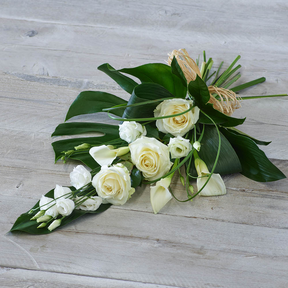 ‘The Flower Shop Helensburgh - White Rose And Calla Lily Sheaf’