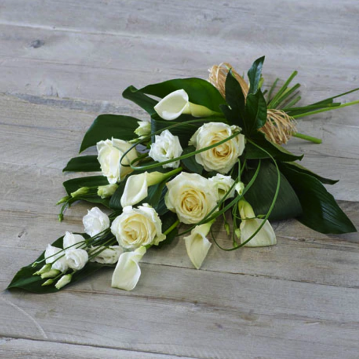 ‘The Flower Shop Helensburgh - White Rose And Calla Lily Sheaf’