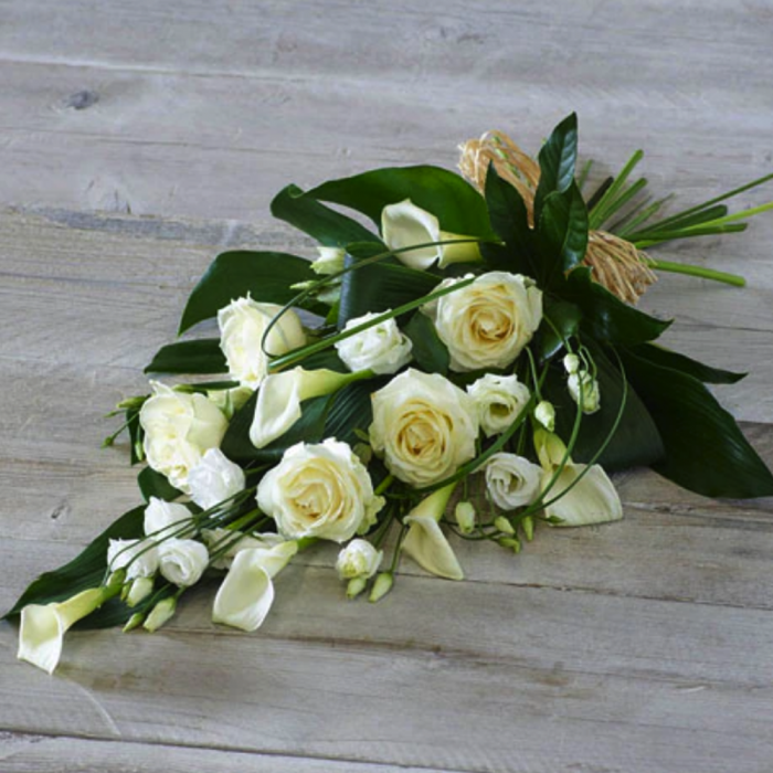 ‘The Flower Shop Helensburgh - White Rose And Calla Lily Sheaf’